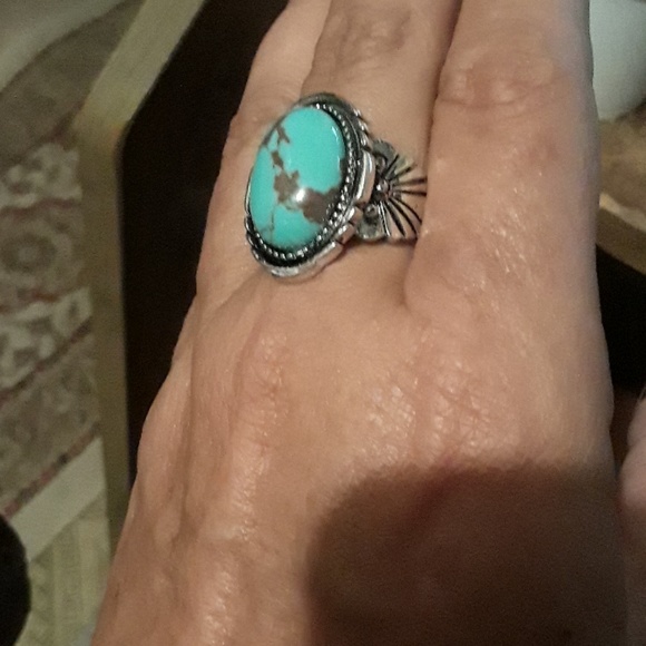 NEW Women's Silver Plated Turqouise Ring - Picture 2 of 3
